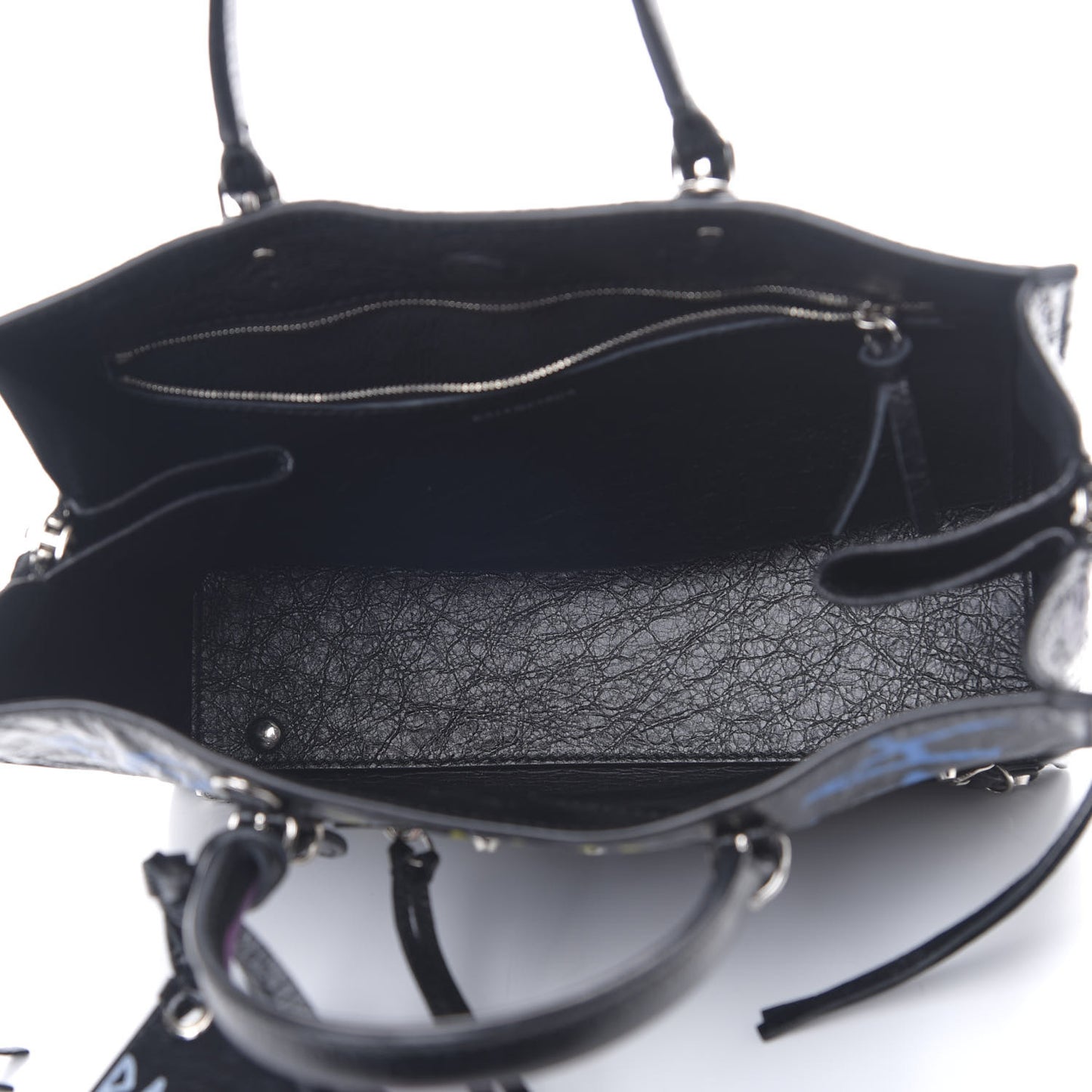 Agneau Graffiti Papier A6 Zip Around Tote Black