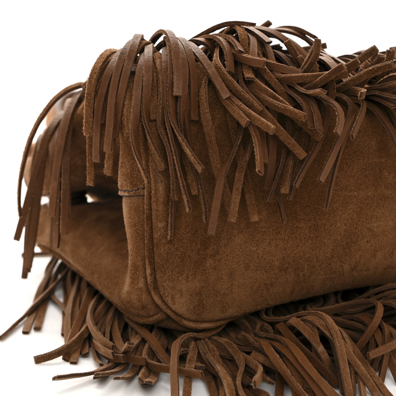 Prada Suede Fringe Galleria Medium Double Zip Tote Cocoa Brown 9 of 13
