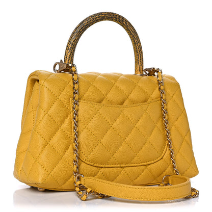 Chanel Caviar Lizard Mini Coco Handle Flap Yellow 3 of 16