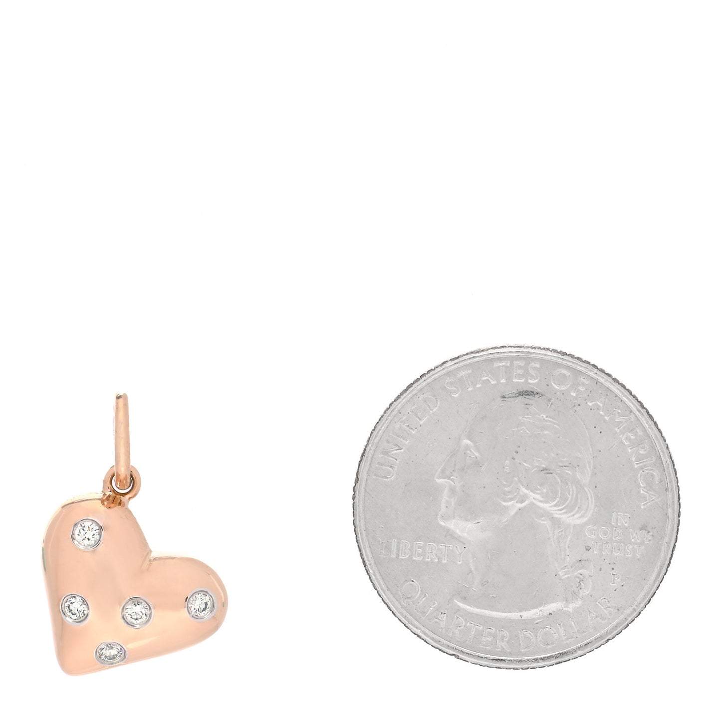 18K Rose Gold Platinum Diamond Etoile Heart Charm