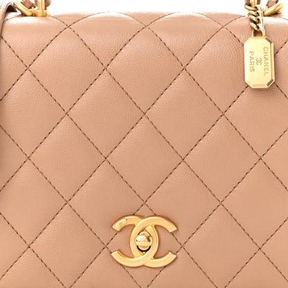 Chanel Caviar Quilted Small Top Handle Flap Beige 8 of 12