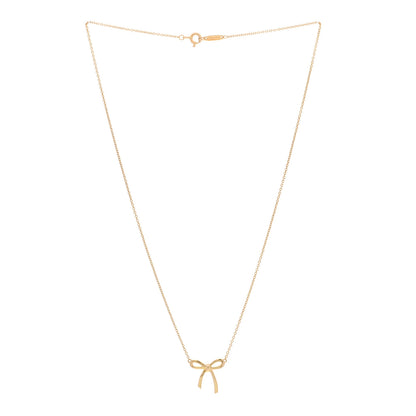 Tiffany 18K Yellow Gold Mini Bow Pendant Necklace 3 of 5