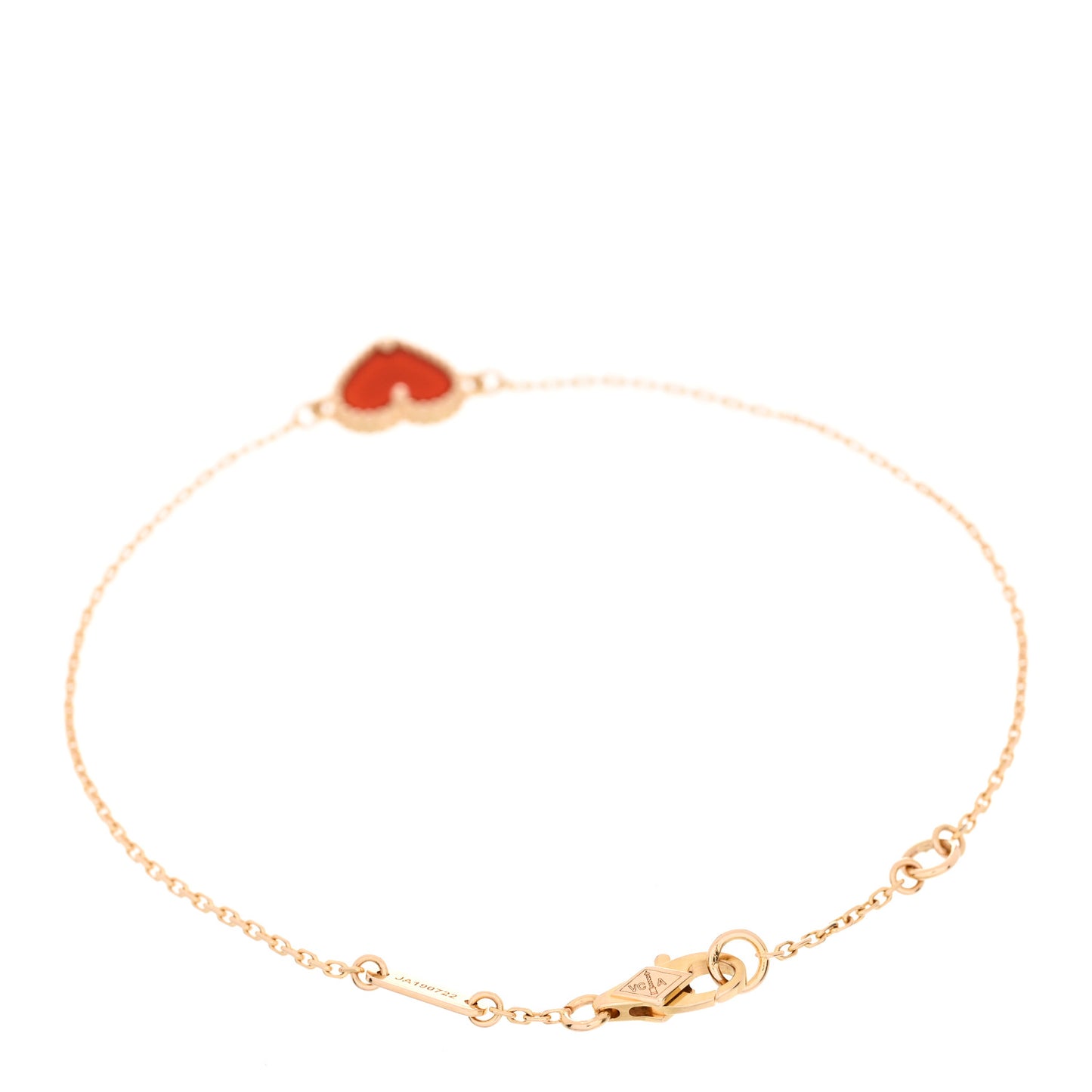 18K Rose Gold Carnelian Sweet Alhambra Heart Bracelet