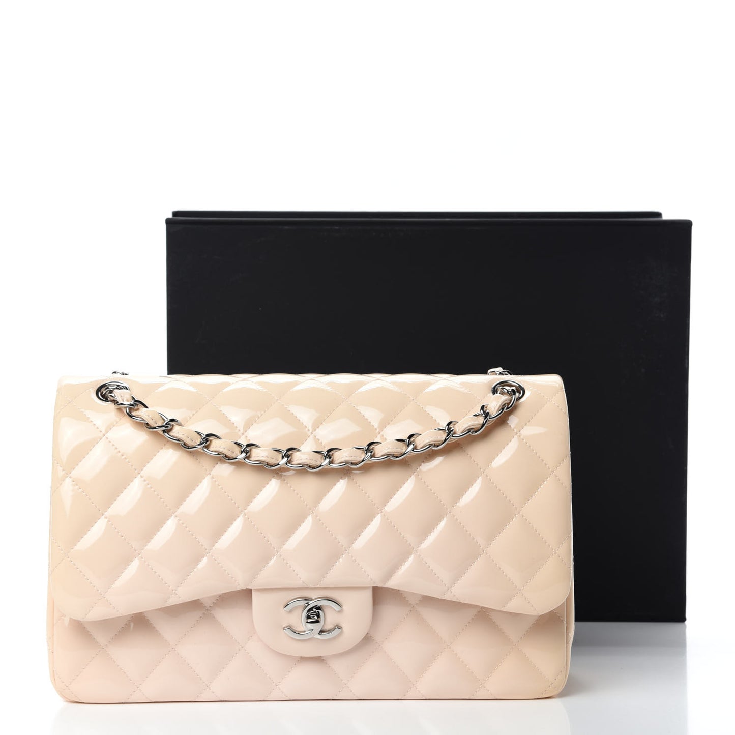 Patent Quilted Jumbo Double Flap Light Pink