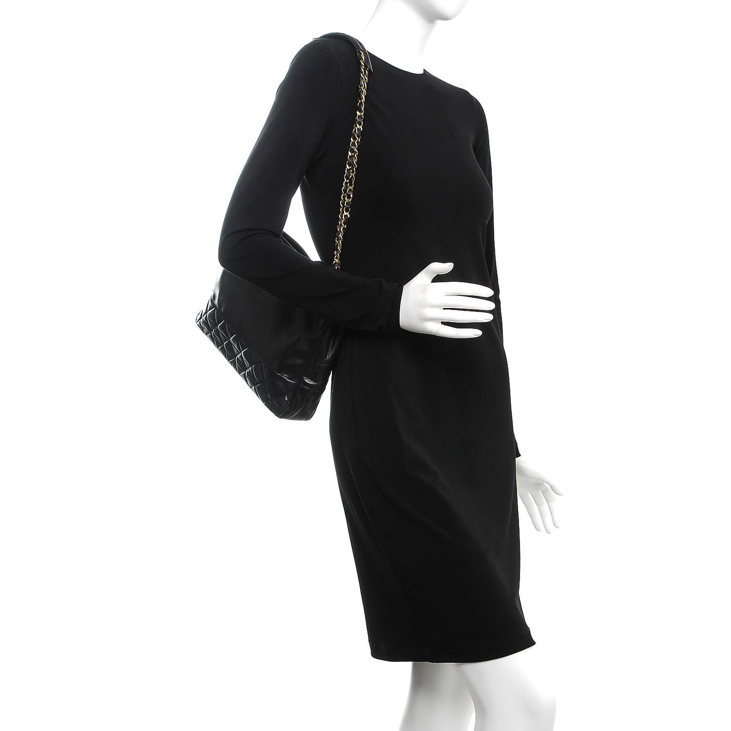 Lambskin Quilted Shoulder Bag Black