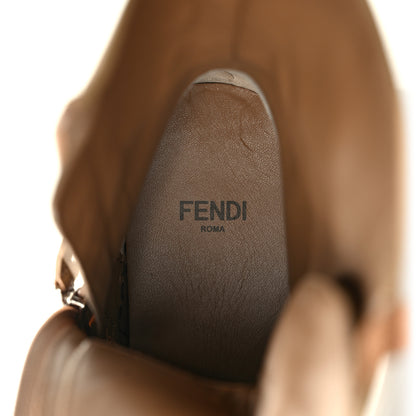 Fendi Fabric Jacquard Vitello FF Domino 50mm Biker Boots 38 Tobacco Black Sand 8 of 9