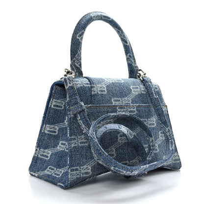 Balenciaga Denim BB Monogram Small Hourglass Top Handle Bag Blue 3 of 9