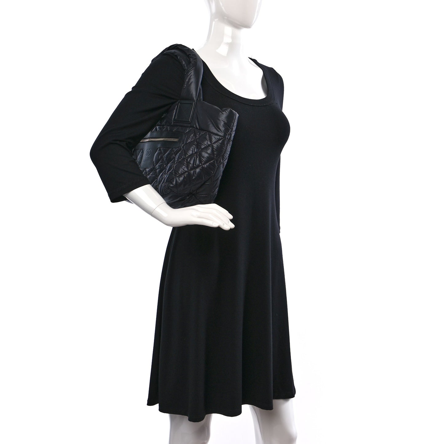 Nylon Quilted Small Coco Cocoon Tote Black