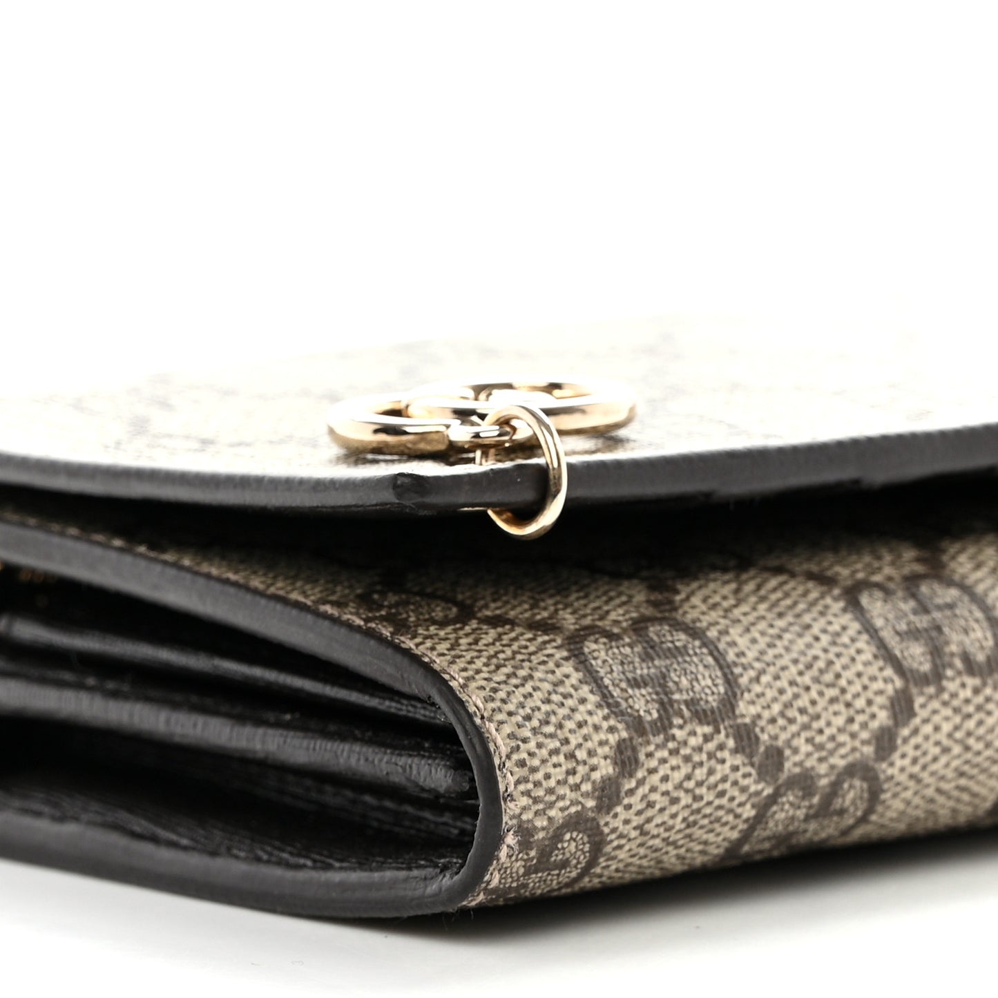 GG Supreme Monogram GG Pierce Chain Clutch Wallet Beige Ebony Black