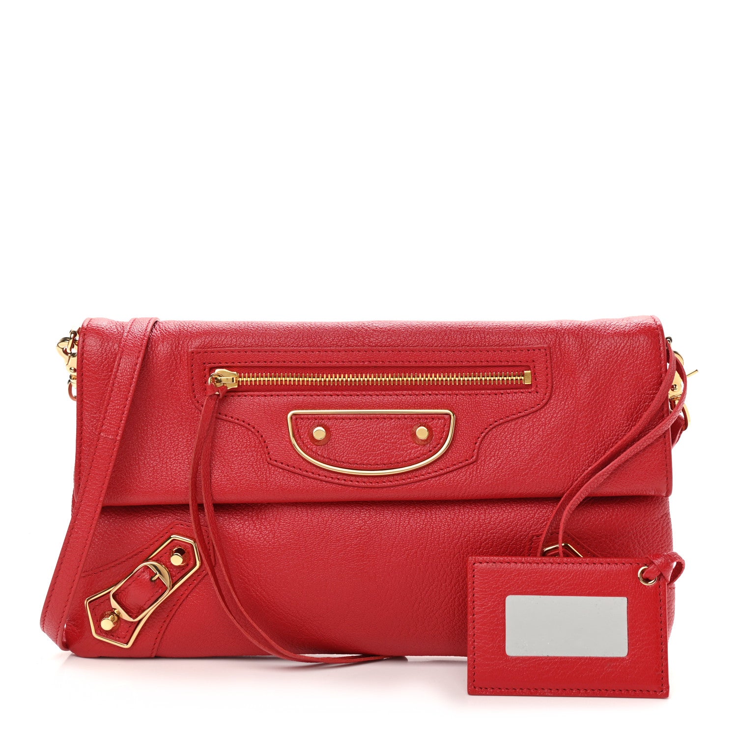 Balenciaga Chevre Gold Metallic Edge Hardware Envelope Clutch Rouge Grenade 1 of 10