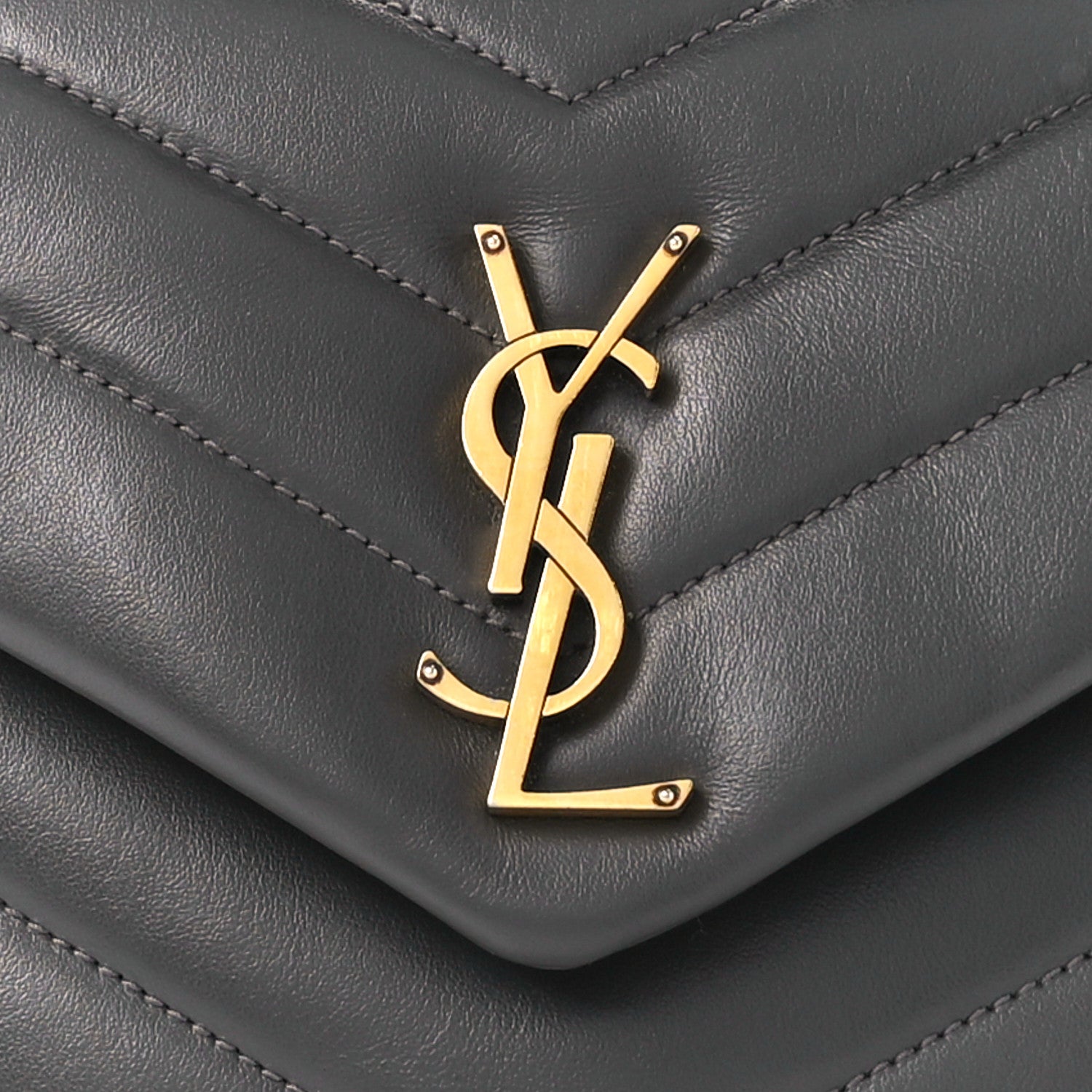 Saint Laurent Calfskin Y Quilted Monogram Small Loulou Chain Satchel Storm 9 of 11