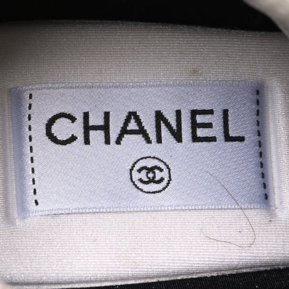 Chanel Fabric Laminated Calfskin Stretch CC Sneakers 41 Ivory White Silver 10 of 13