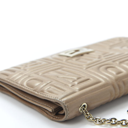 Fendi Metallic Nappa Logo Embossed Long Wallet On Chain Gold 7 of 11