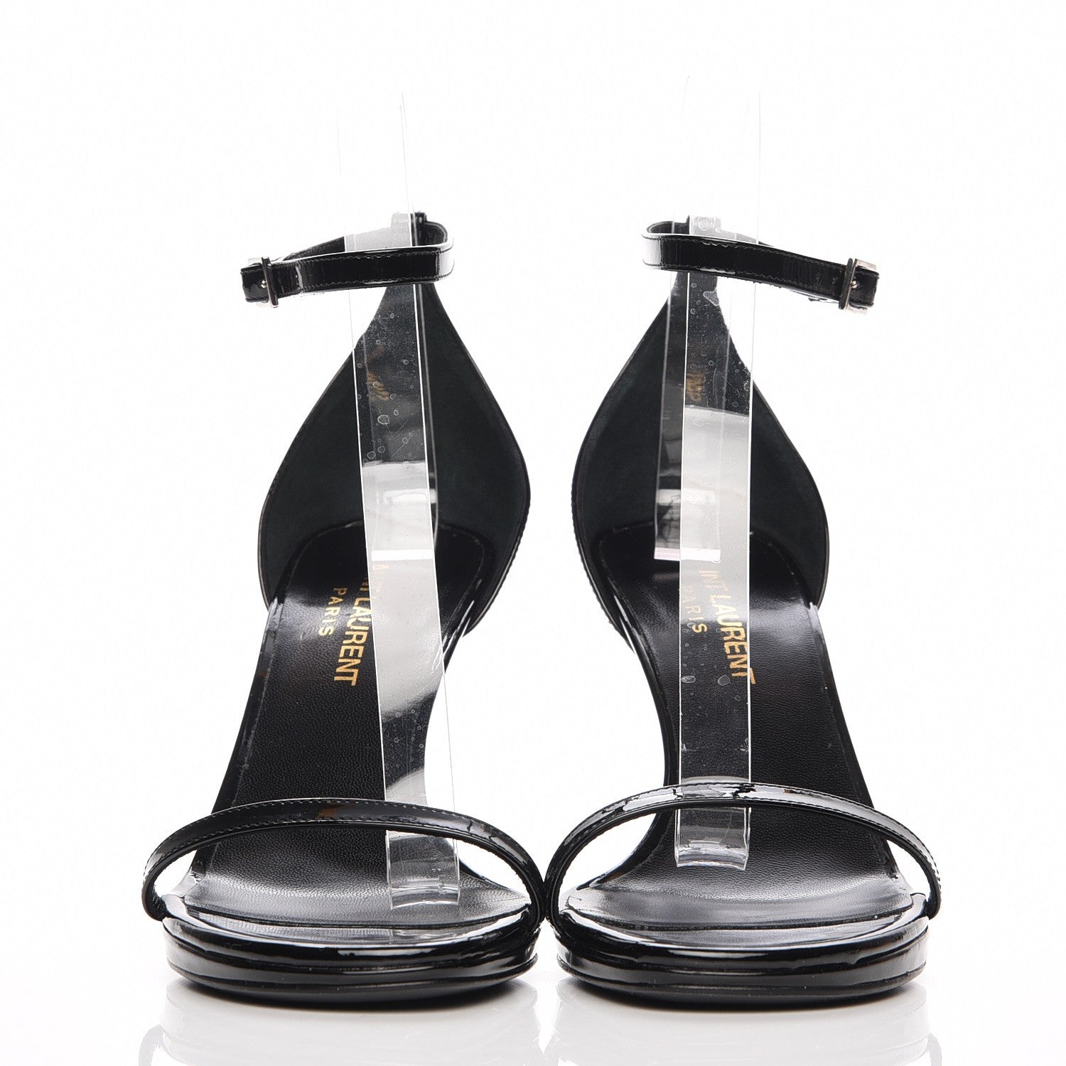 Saint Laurent Vitello Vernice Jane 80 Ankle Strap Sandals 36 Black 2 of 7