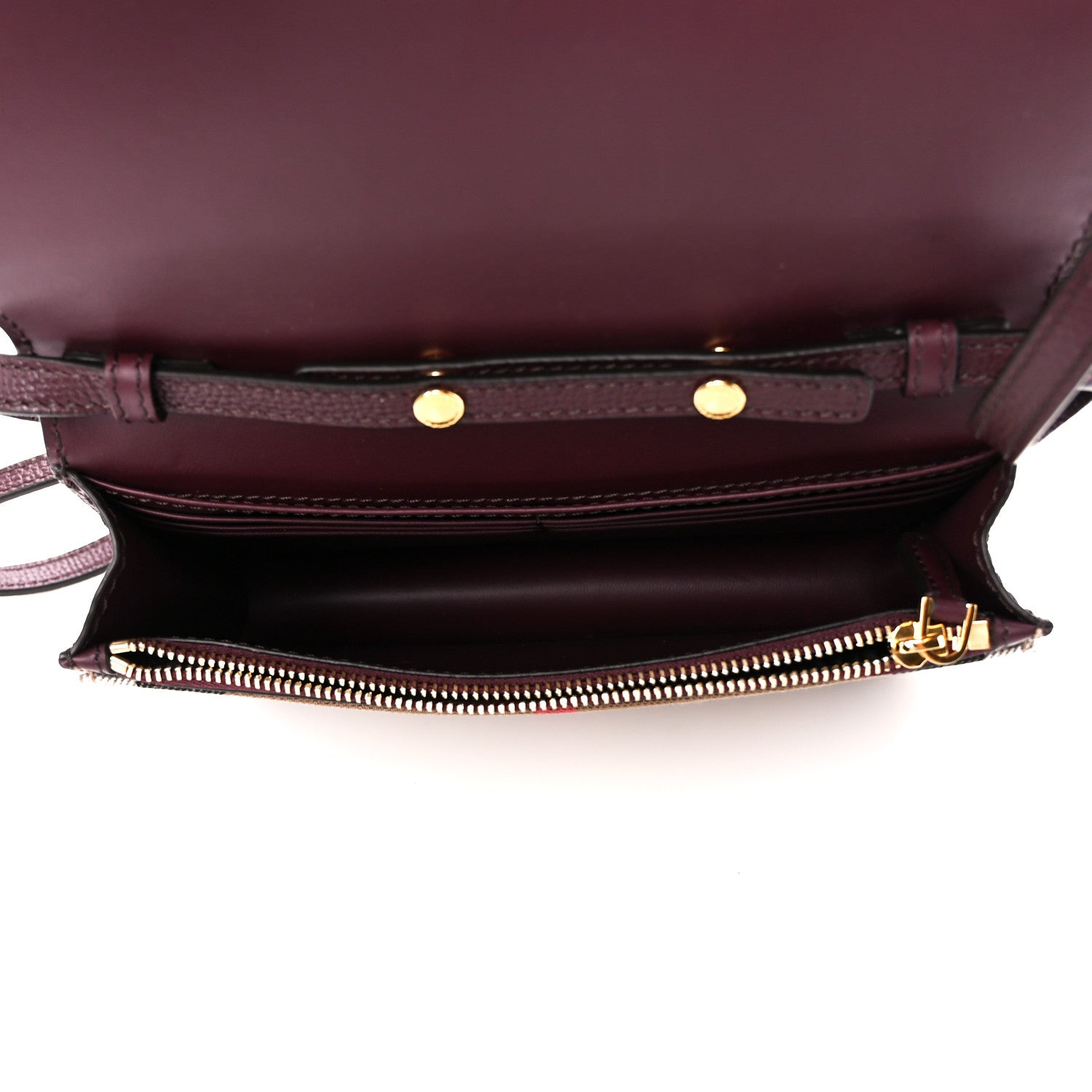 Burberry Grained Calfskin House Check Tartan Mix Hampshire Wallet On Chain Burgundy 5 of 9
