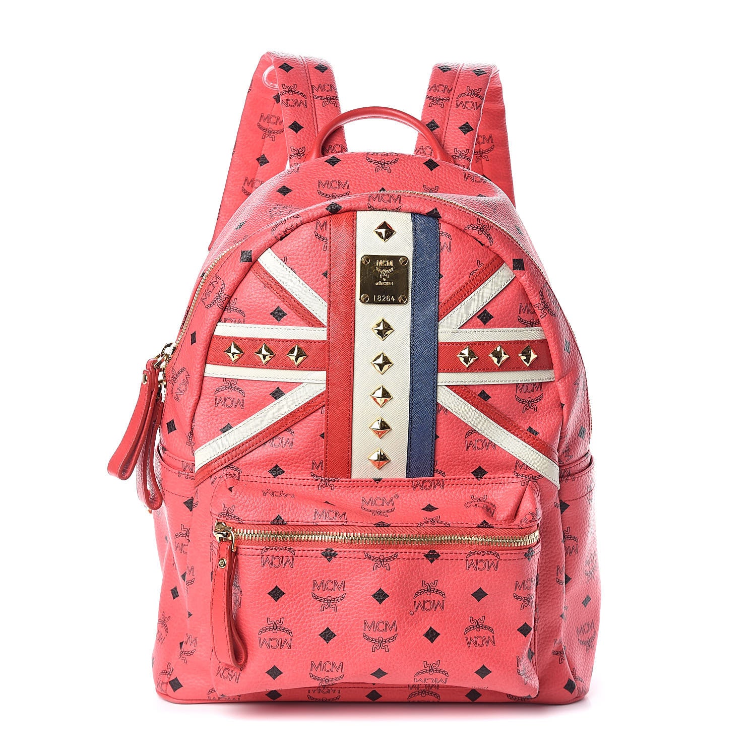 MCM Visetos Studded Medium Stark London Olympic Backpack Corail 1 of 13