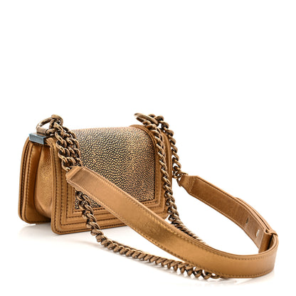 Chanel Galuchat Stingray Mini Boy Flap Gold 4 of 19