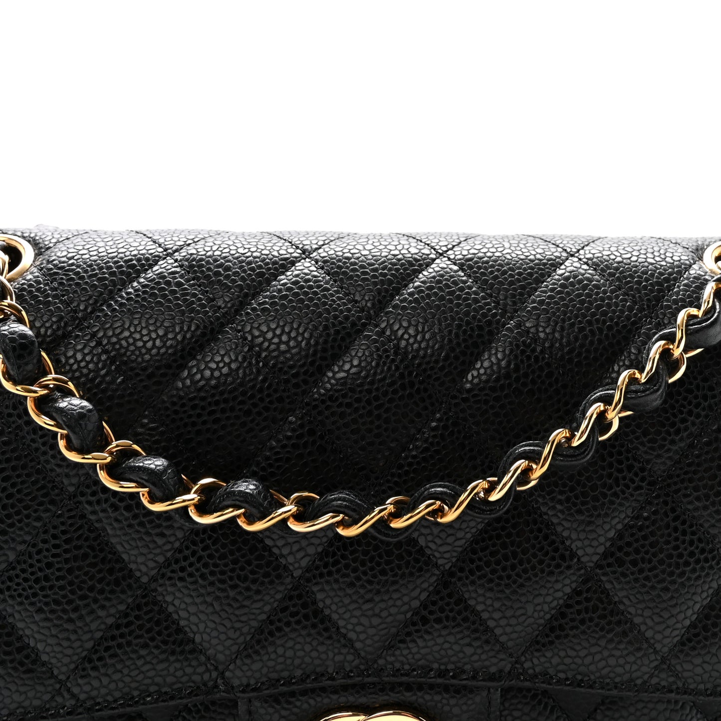 Caviar Quilted Medium Double Flap Black