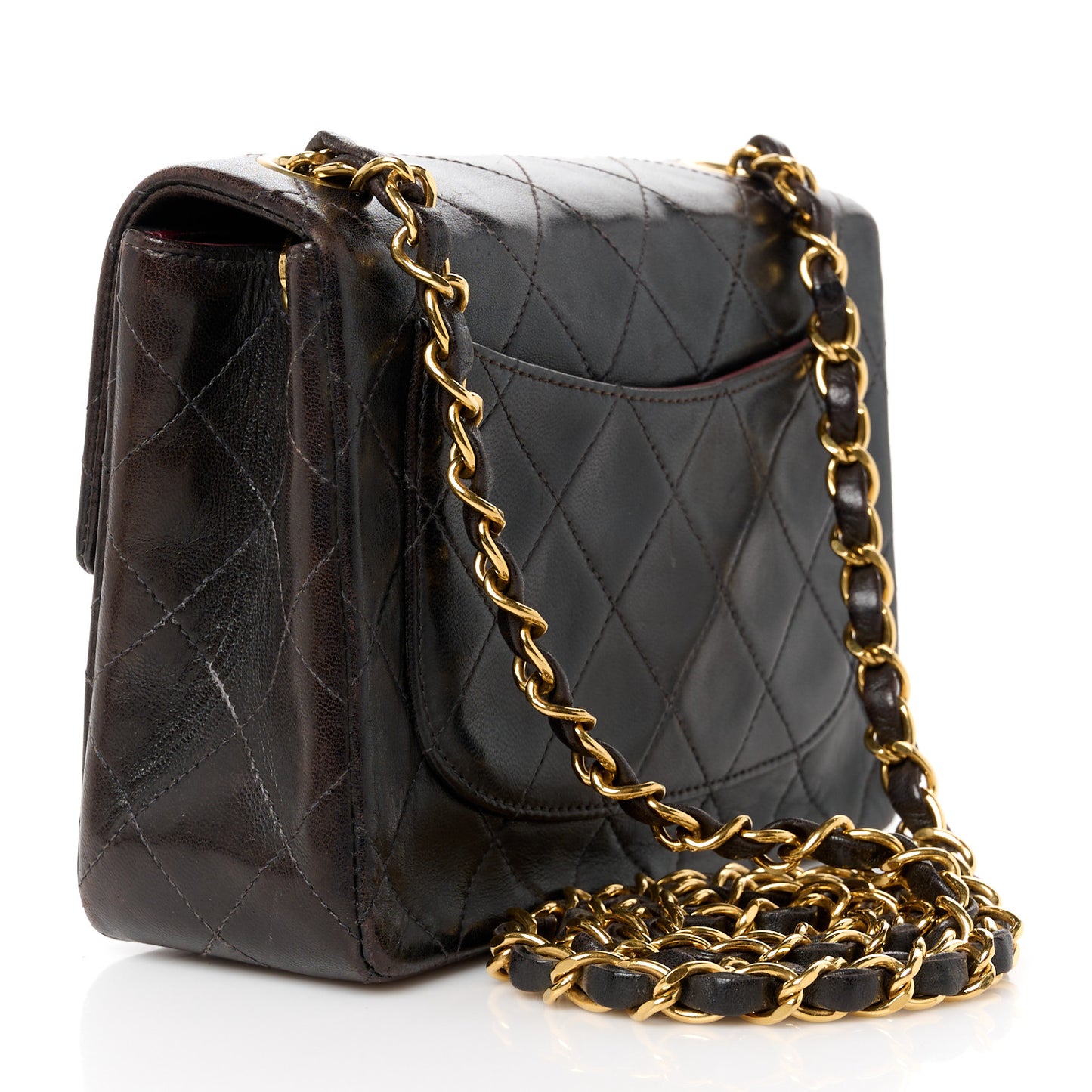 Lambskin Quilted Mini Square Flap Bag Black