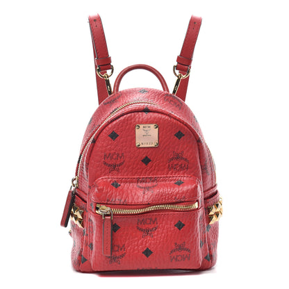 MCM Visetos Side Stud X-Mini Stark Bebe Boo Backpack Ruby Red 1 of 8