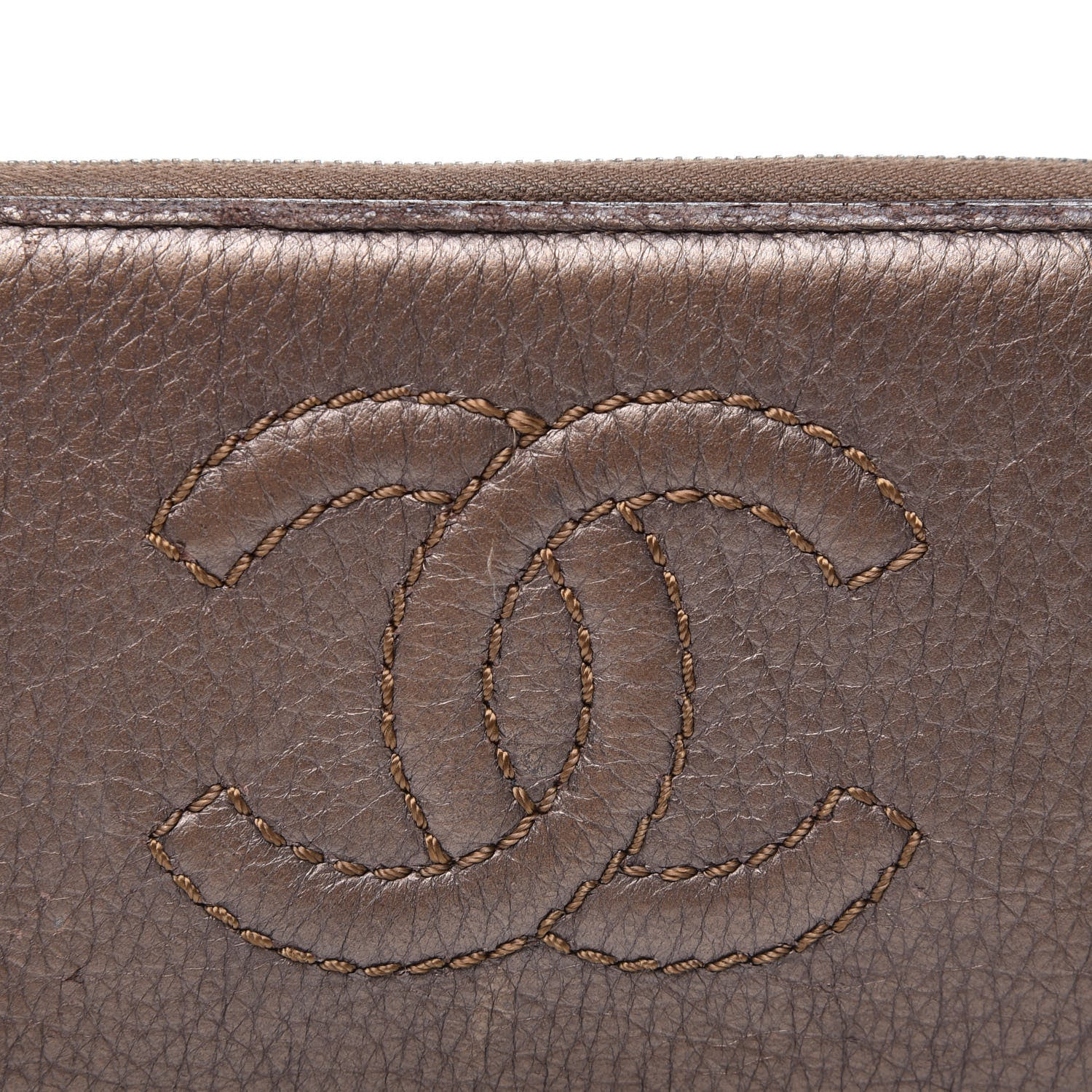 Chanel Metallic Calfskin Chain Zip Around Wallet Brown 14 of 14