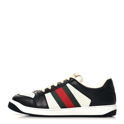 Gucci Calfskin Web Mens Screener Sneakers 11 Black White 1 of 10