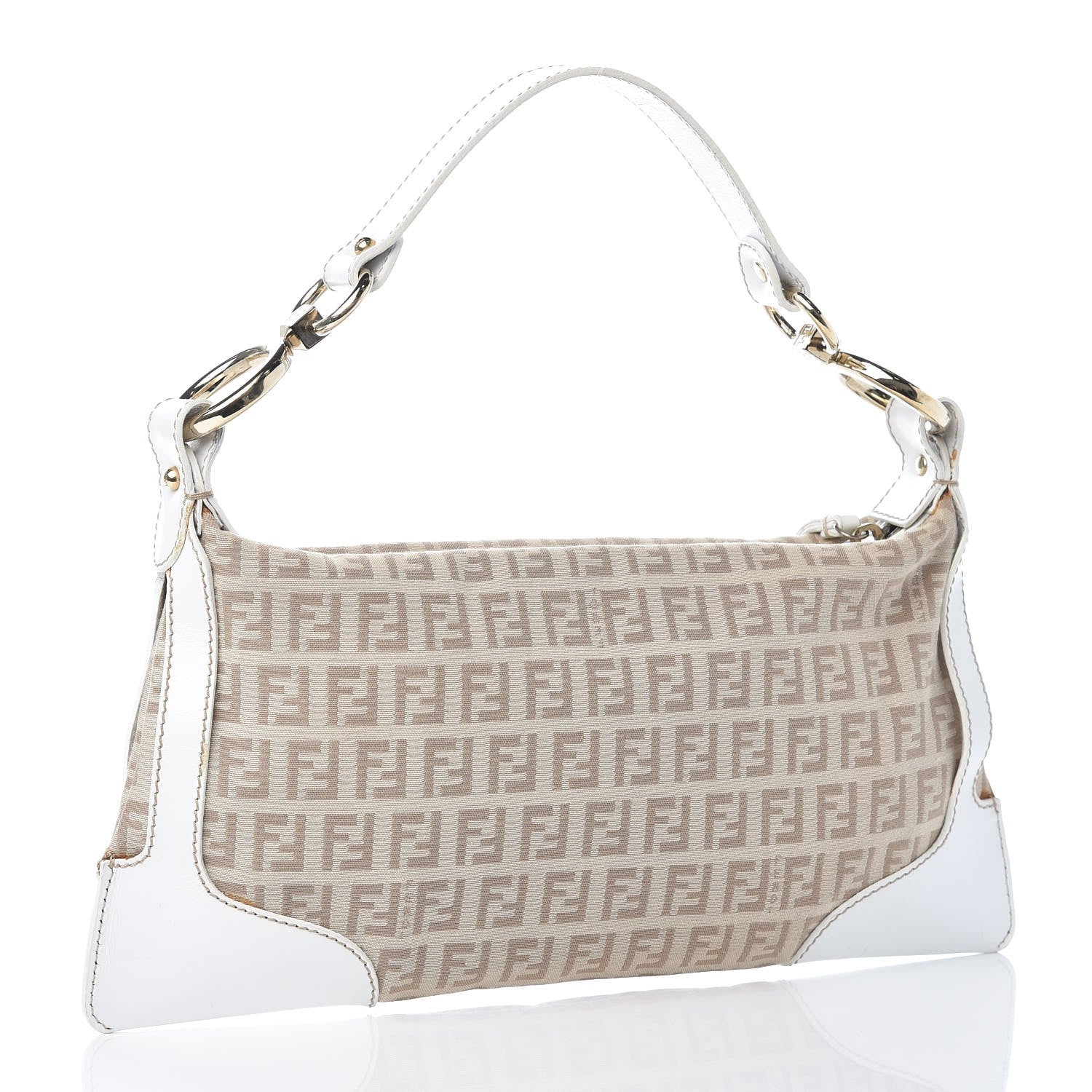 Fendi Zucchino Vitello Small Chef Pocket Shoulder Bag Beige White 3 of 13