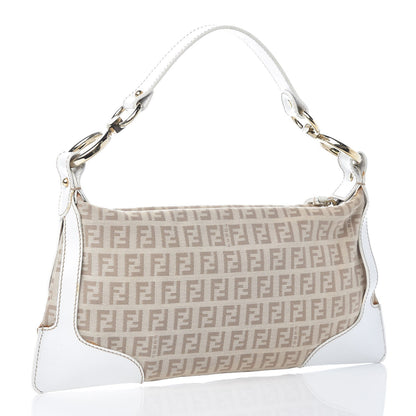 Fendi Zucchino Vitello Small Chef Pocket Shoulder Bag Beige White 3 of 13