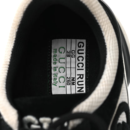 Gucci Technical Knit Fabric Suede Calfskin Womens Gucci Run Sneakers 38 Black White 9 of 12
