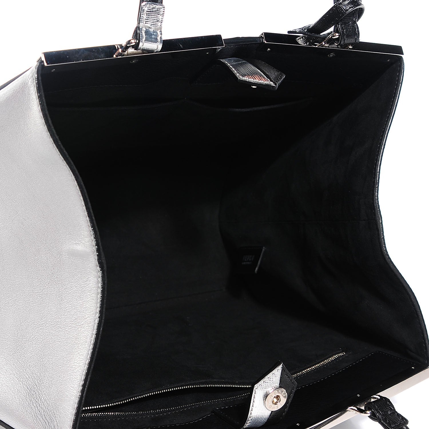 Fendi Vitello Elite Bi Color 3Jours Tote Argento Black 8 of 8