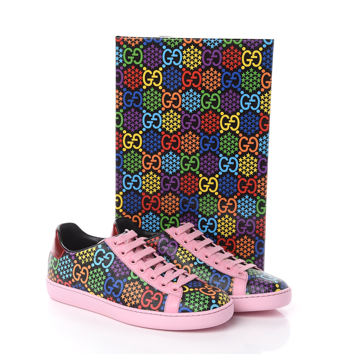 Gucci GG Supreme Monogram Psychedelic Womens Ace Sneakers 36 Black Multicolor Sugar Pink 8 of 8