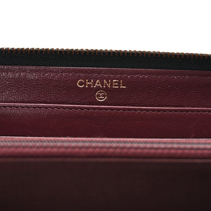 Chanel Sheepskin Quilted Large Gusset Mademoiselle Vintage Zip Around Wallet Black 6 of 9