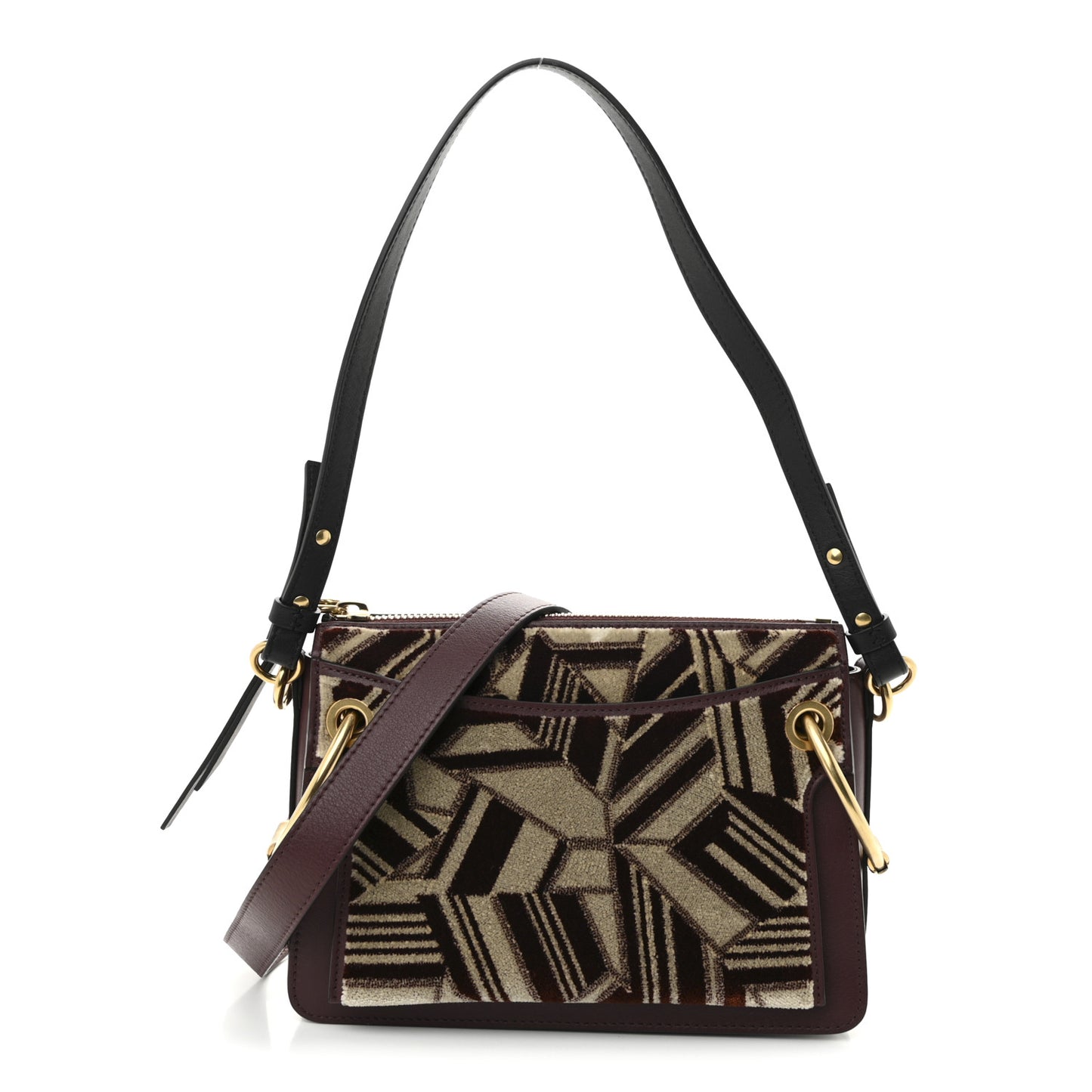 Calfskin Velvet Small Roy Bag Bordeaux