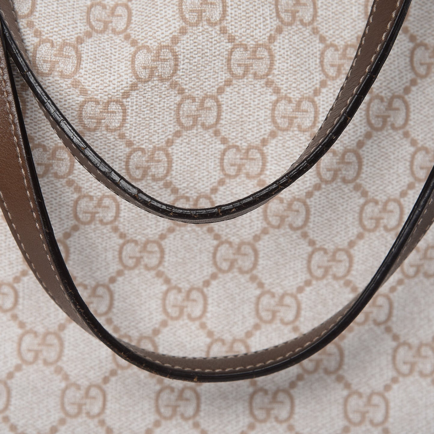 GG Supreme Monogram Calfskin Medium Nice Tote New Mystic White Beige Brown