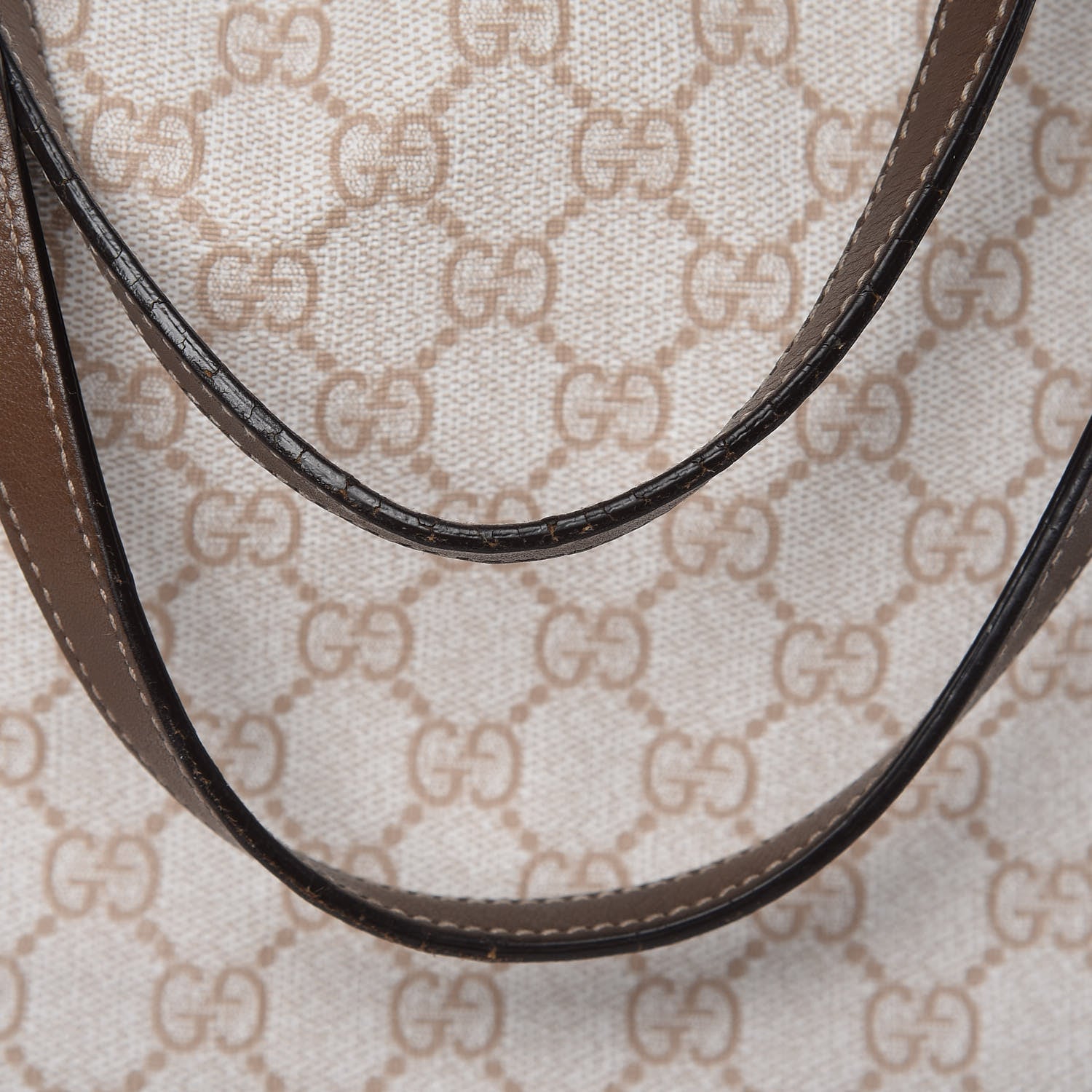 Gucci GG Supreme Monogram Calfskin Medium Nice Tote New Mystic White Beige Brown 9 of 9