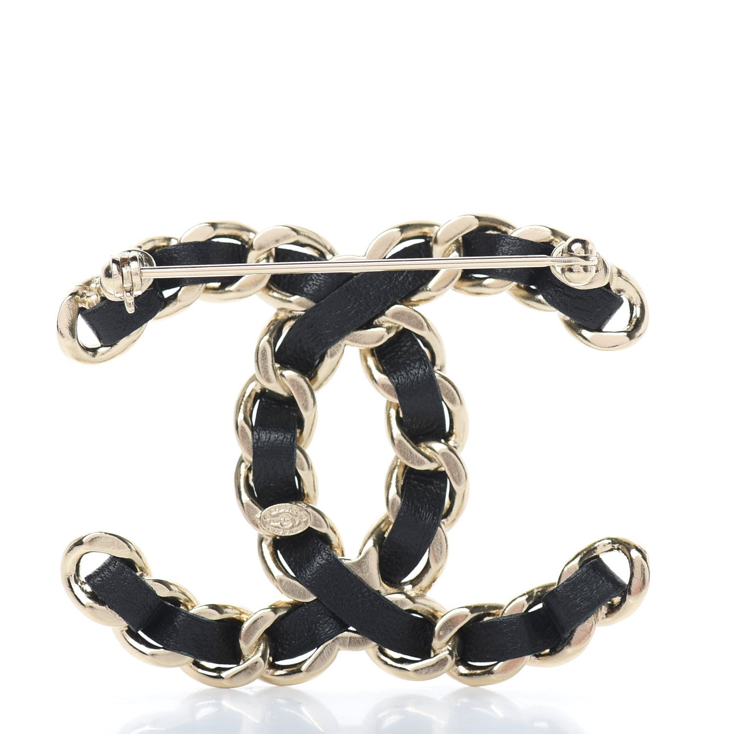 Chanel Lambskin Chain CC Brooch Black Gold 3 of 4