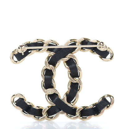 Chanel Lambskin Chain CC Brooch Black Gold 3 of 4