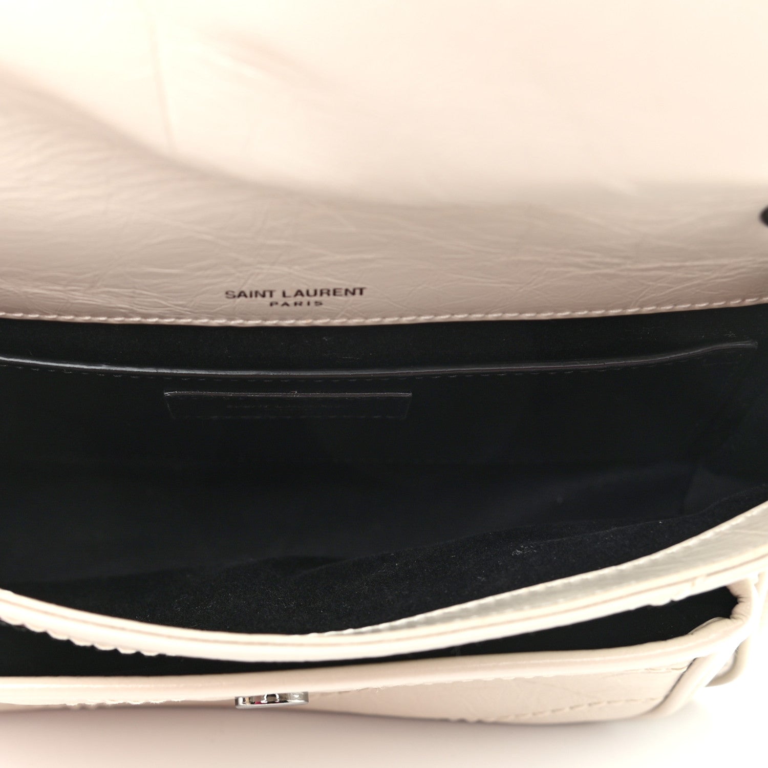 Saint Laurent Crinkled Calfskin Matelasse Monogram Baby Niki Chain Satchel Ivory 4 of 11