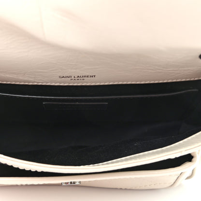 Saint Laurent Crinkled Calfskin Matelasse Monogram Baby Niki Chain Satchel Ivory 4 of 11