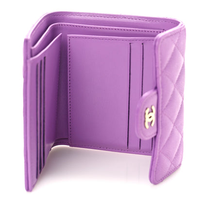 Chanel Caviar Quilted Compact Flap Wallet Purple 5 of 11