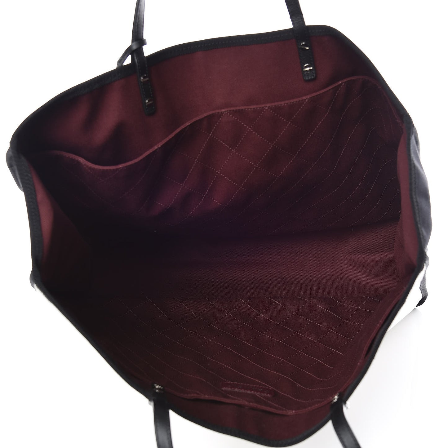 Canvas Calfskin Large Let's Demonstrate Tote White Black