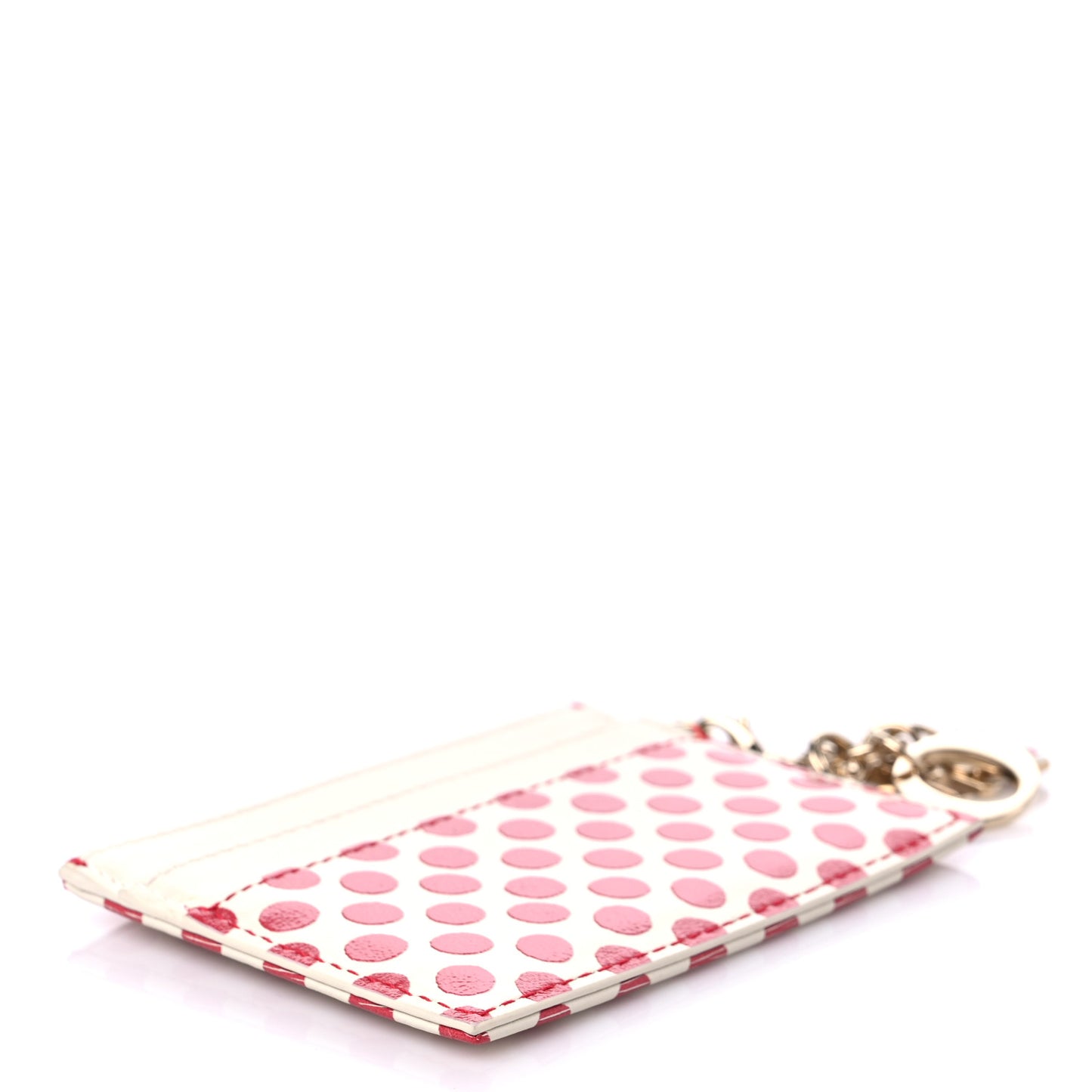 Calfskin DiorAmour Dots Card Holder Red White