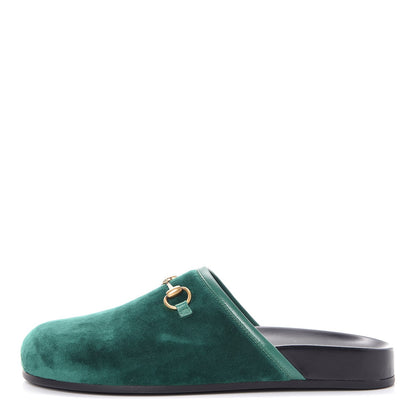 Gucci Softy Velvet Malaga Kid Womens Horsebit River Slippers 37 Emerald 1 of 7