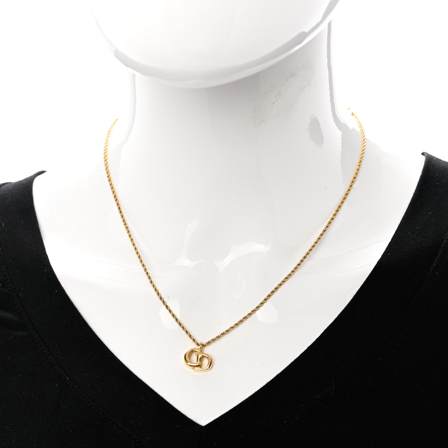 Christian Dior Metal CD Necklace Gold 2 of 6
