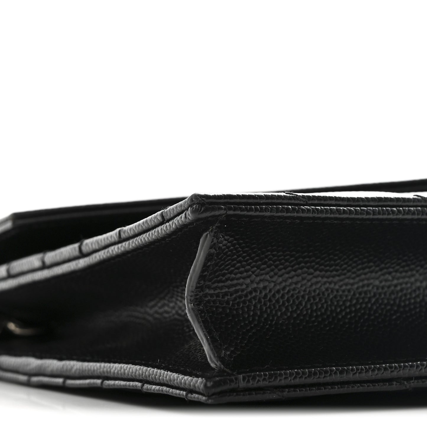 Grain De Poudre Matelasse Chevron Monogram Envelope Chain Wallet Black