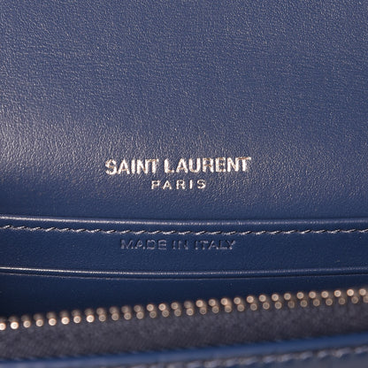Saint Laurent Calfskin Crocodile Embossed Monogram Sunset Chain Wallet Denim 6 of 6
