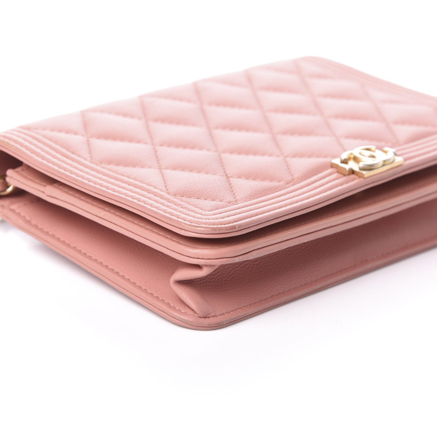 Caviar Quilted Boy Wallet On Chain WOC Light Pink