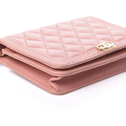 Chanel Caviar Quilted Boy Wallet On Chain WOC Light Pink 9 of 10