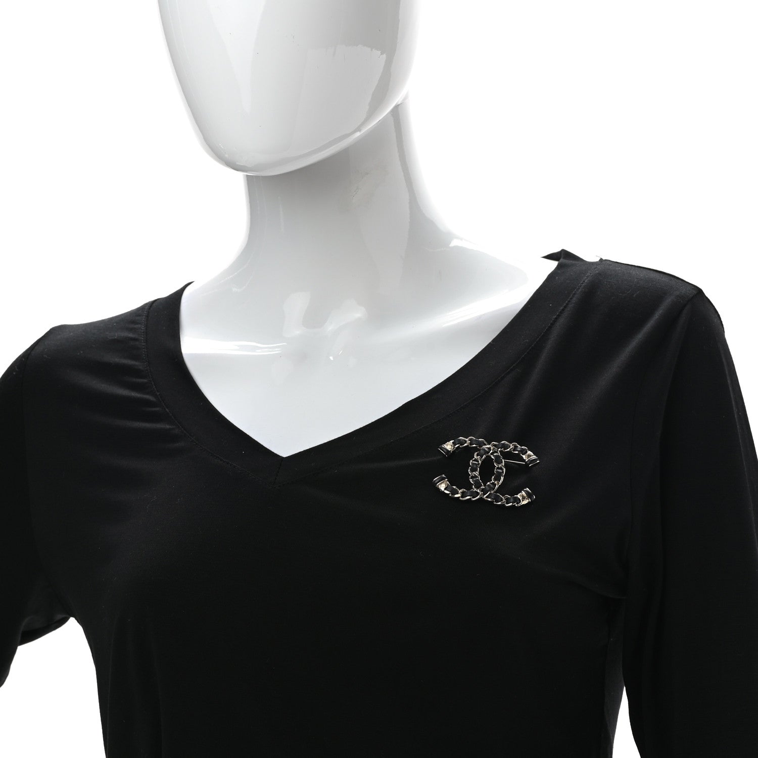 Chanel Lambskin Chain CC Brooch Black Gold 3 of 7