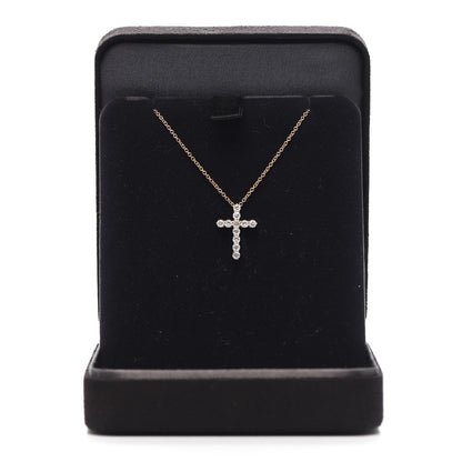 Tiffany 18K Rose Gold Diamond Small Cross Pendant Necklace 6 of 6
